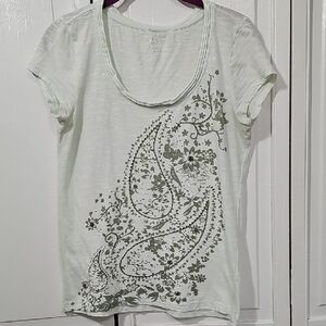 LOFT Short Sleeve Top - Light Green Floral